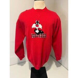 Tultex Superweight Sweatshirt Men XL Red Sylvester the Cat Looney Tunes Pullover
